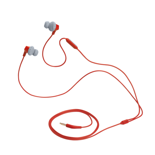 JBL Endurance Run 2 Wired - Coral Orange - Waterproof Wired Sports In-Ear Headphones - Detailshot 3